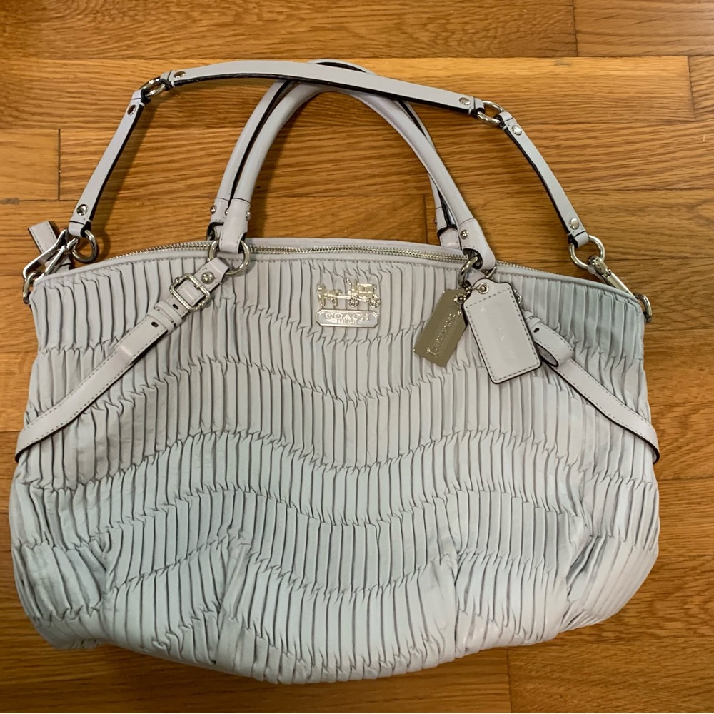 Coach Grey Leather Madison Gathered Sophia Satchel EUC - Picture 7 of 7